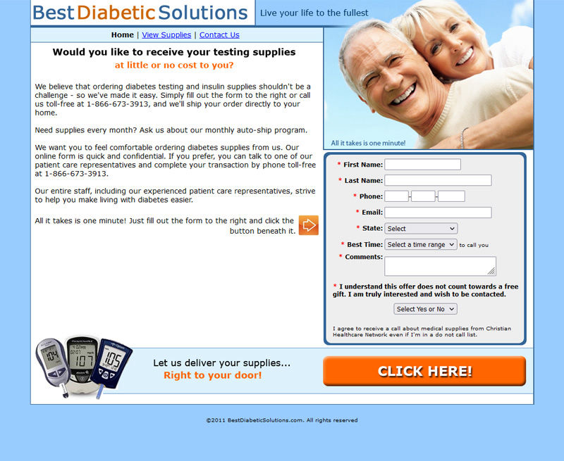 A picture of the Best Diabetic marketing landing page created by Belmark Corporation