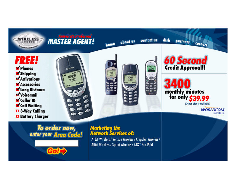 A picture of the Wireless Choice marketing landing page created by Belmark Corporation